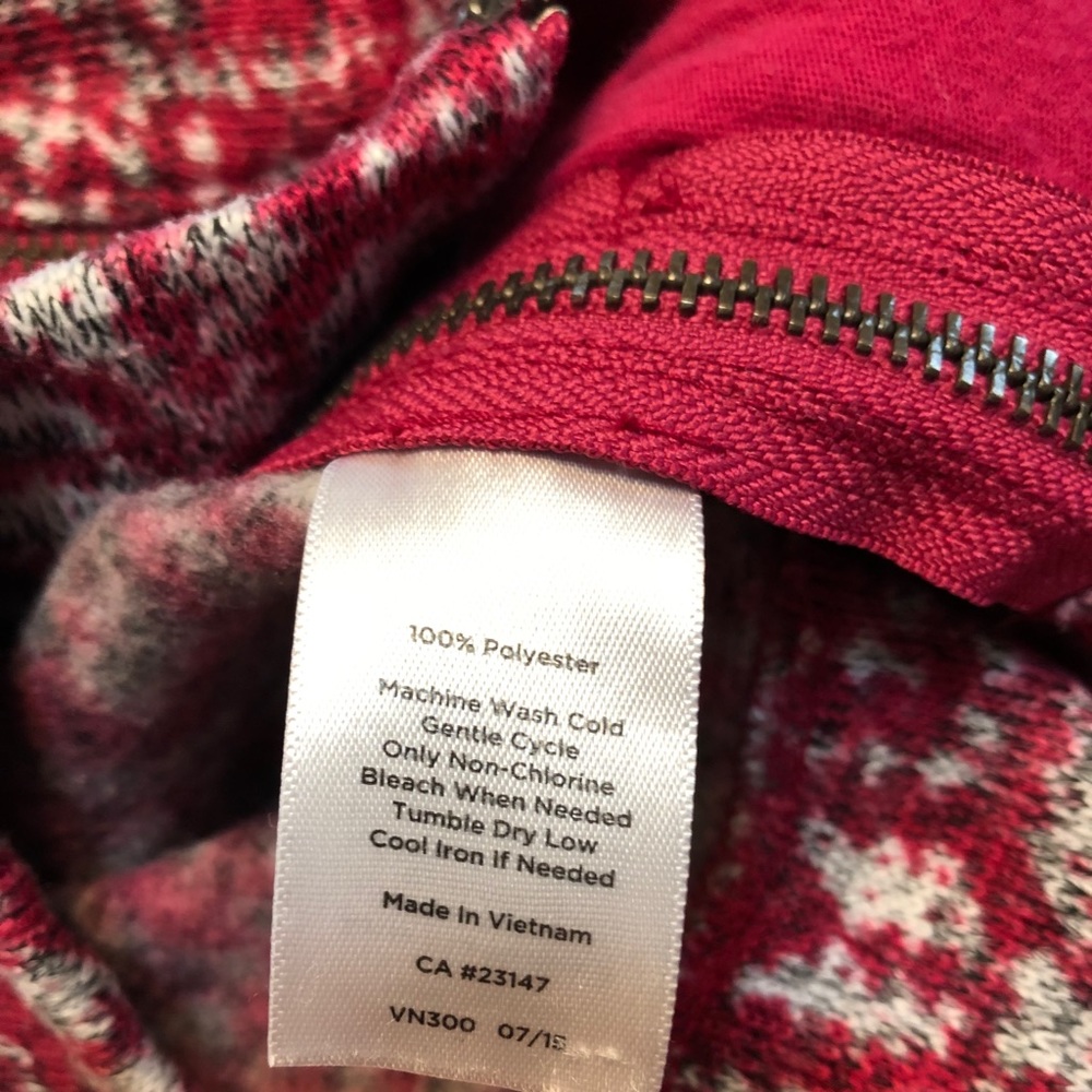 Talbots Snowflake Pattern Hoodie M Red And White - image 3